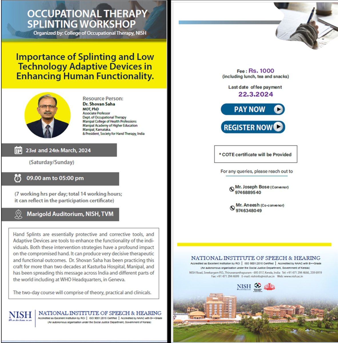 Thiruvananthapuram calling...looking forward to engaging in hand splinting with my professional colleagues in Kerala