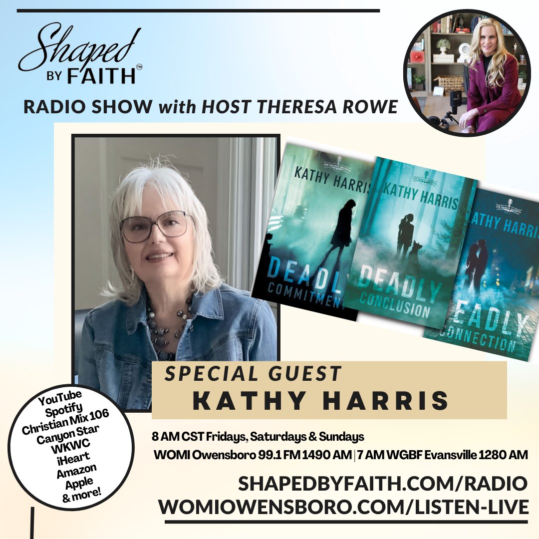 My interview with Shaped by Faith with @TheresaLRowe airs today. Thank you, Theresa! What fun! We laughed a lot. But our main focus was on faith... And books... And my work with @oakridgeboys. shapedbyfaith.com/podcast/kathy-…