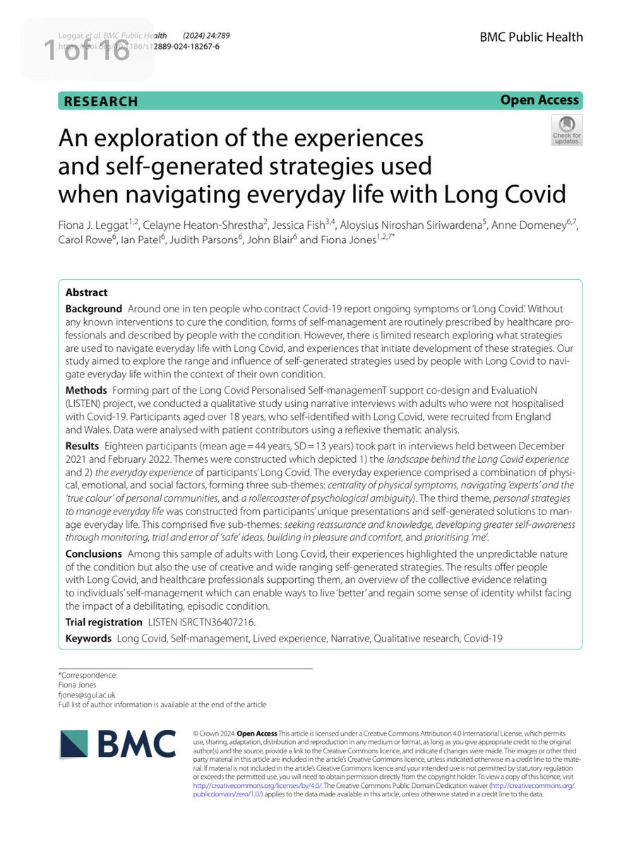 On Long Covid day we would like to share this article from ⁦@TheLISTENproj⁩ and let everyone with Long Covid know - we hear you. link.springer.com/article/10.118…