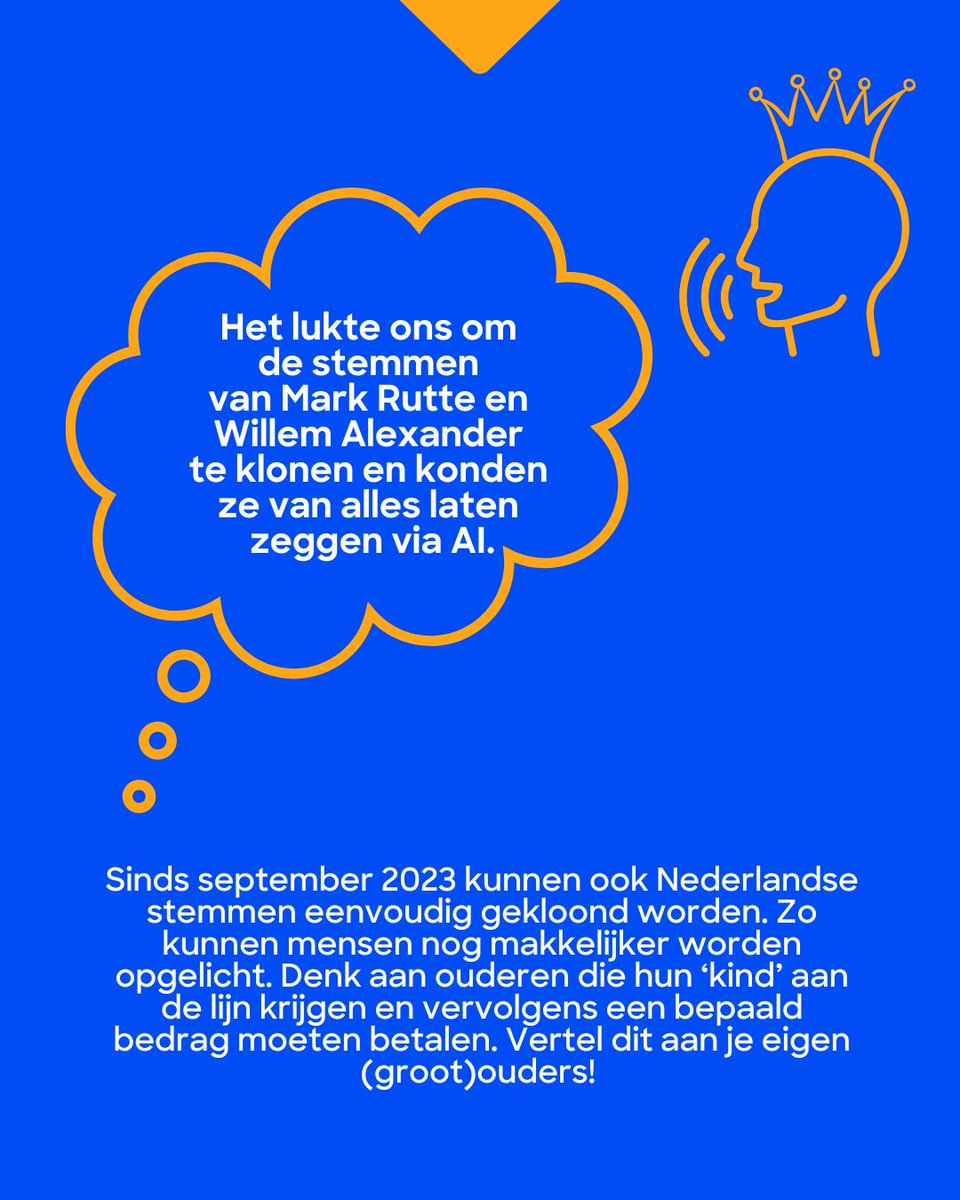 🗣️*Tip: Spreek een #codewoord af dat alleen jij en je familie of vrienden kent. Zo kun je achterhalen of je met een #oplichter spreekt of niet. #AI #Chatgpt #generativeai #openai #consumerrightsday #wcrd #oplichting