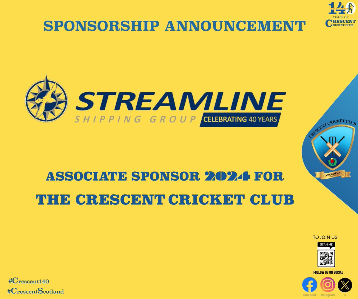 We're thrilled to announce that <a href="/streamlineship/">Streamline Shipping</a> will continue to be an associate sponsor of <a href="/CrescentCricket/">Crescent Cricket Club</a> for another year! 
Their ongoing support is invaluable to the club, and we're grateful for their commitment to our cricket community. Here's to a fantastic season ahead!