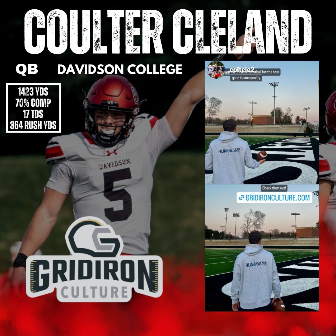 GrdironCulture's tweet image. 🚨Honored to have @Colt2Cle a bigtime 🏈QB at Davidson College REPPING the #gridironculture gear! He&apos;s in the #RunGame hoodie on the gridiron! Excited 2 have him rock the brand!
⏩Order today! bit.ly/RGhoodie
#loveofthegridiron #footballwithattitude #NS #gridironlifestyle
