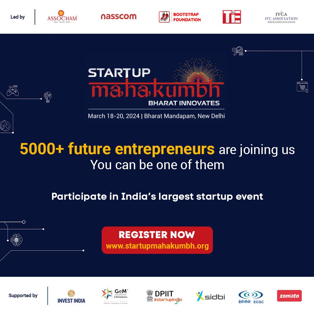 Count down to @startupmahakumb begins! A first-of-its-kind event that brings together the entire startup ecosystem under one roof to showcase the innovation power of Indian StartUps🔥🔥🔥
Join us to experience the magic firsthand.
Register now. bit.ly/StartupMahakum……
