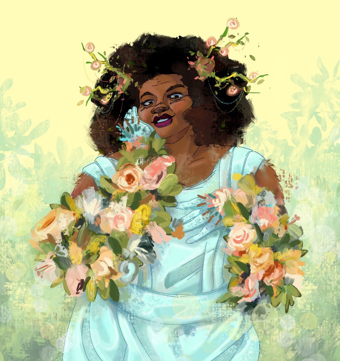 Here’s an absolutely gorgeous commission I got from the wonderfully talented @jacket_lipstick ! It’s of a humanoid Viola in a pair of flower gloves which are definitely something she would love #BurrowsEnd #D20
