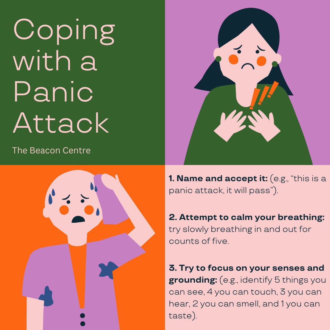 BeaconCentre1's tweet photo. Experiencing a panic attack can feel sudden, overwhelming, and frightening, but there are techniques that may help you cope. Swipe right and scan the QR code for a quick informational video! https://t.co/PEeykpjm82
