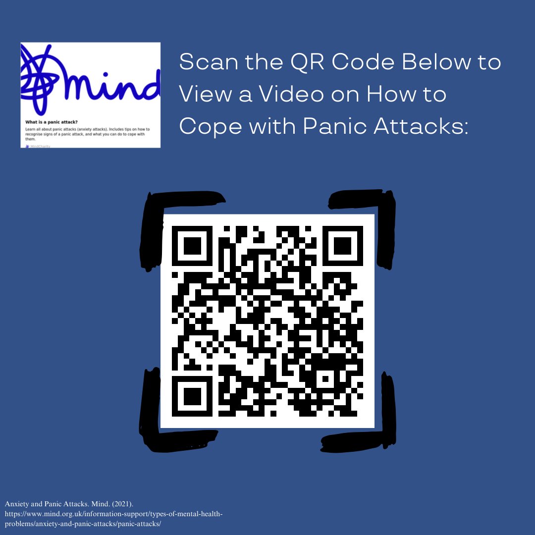 Experiencing a panic attack can feel sudden, overwhelming, and frightening, but there are techniques that may help you cope. Swipe right and scan the QR code for a quick informational video!