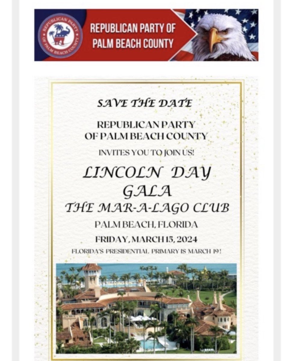 Heading to Palm Beach for Annual Lincoln Day Gala At Mar Lago 🇺🇸🥂 #Trump2024 #PalmBeachGOP