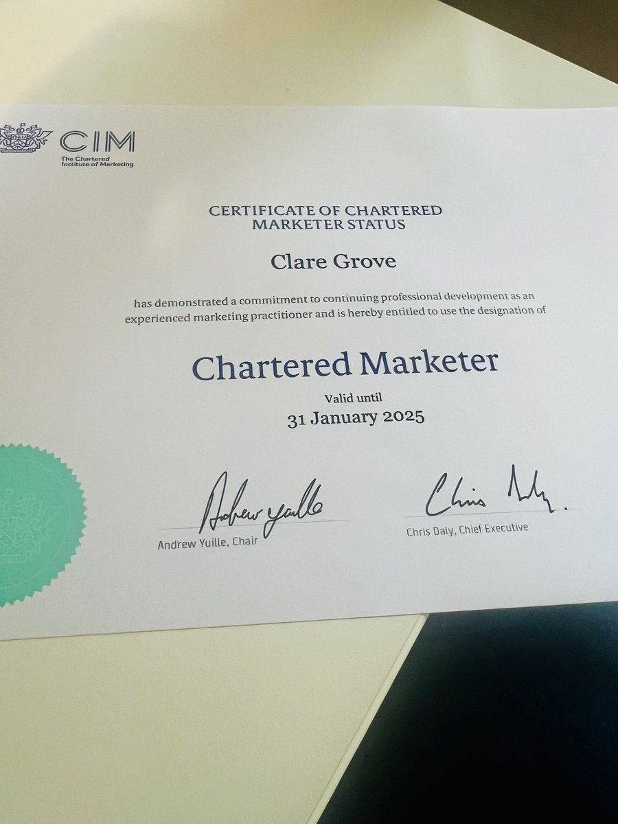 Always exciting to receive my c’tifcate through the post! Another year of @cim_marketing CPD complete! 
#cpdaccredited #marketing #charteredmarketer