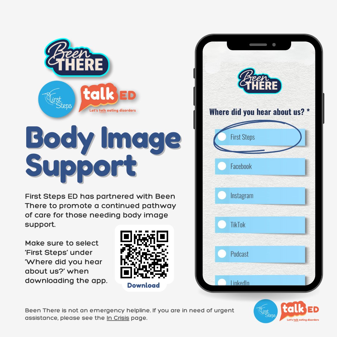 We've partnered with @BeenThere_App, a charity in the form of an app providing free body image support for adults over 18. Download the app, and make sure to select ‘First Steps’ under ‘Where did you hear about us?' linktr.ee/beenthere.app #BodyImage #BeenThere
