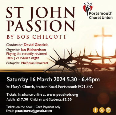 Portsmouth Choral Union (@pcuchoral) on Twitter photo <a href="/PCUChoral/">Portsmouth Choral Union</a> is looking forward to welcoming tenor Nicholas Sharratt to perform as the Evangelist in Chilcottās St John Passion at <a href="/PortseaParish/">St Marys Portsea</a> tomorrow Saturday 16 March at 5.30 p.m.
Read more about Nicholas at musicinportsmouth.co.uk/noticeboard/
Tickets:
pcuchoir.org/shop/ <a href="/PCUChoral/">Portsmouth Choral Union</a> is looking forward to welcoming tenor Nicholas Sharratt to perform as the Evangelist in Chilcottās St John Passion at <a href="/PortseaParish/">St Marys Portsea</a> tomorrow Saturday 16 March at 5.30 p.m.
Read more about Nicholas at musicinportsmouth.co.uk/noticeboard/
Tickets:
pcuchoir.org/shop/