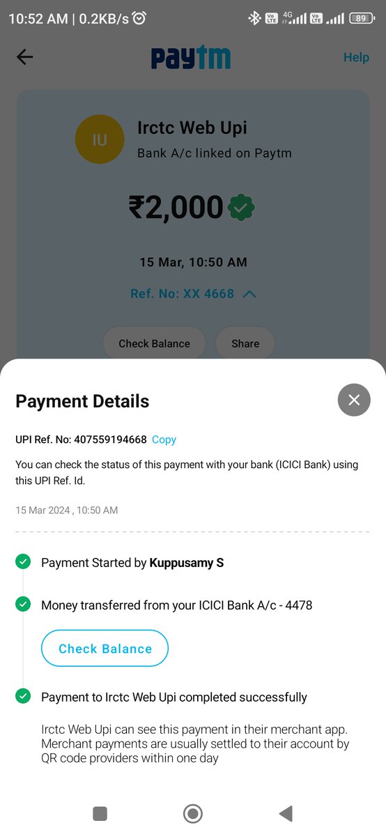 arunslr's tweet photo. @Paytm @PaytmBank I have made payment of Rs. 2000/- to the IRCTC wallet by Paytm UPI. But money was deducted from my bank account but IRCTC wallet transaction is failed. Money is not credited to my bank account. Try to reach out your 24*7 help &amp; support. No use. Worst service https://t.co/fwkC5itYPp