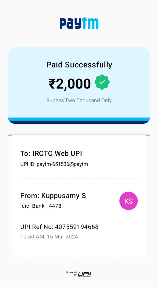 arunslr's tweet photo. @Paytm @PaytmBank I have made payment of Rs. 2000/- to the IRCTC wallet by Paytm UPI. But money was deducted from my bank account but IRCTC wallet transaction is failed. Money is not credited to my bank account. Try to reach out your 24*7 help &amp; support. No use. Worst service https://t.co/fwkC5itYPp
