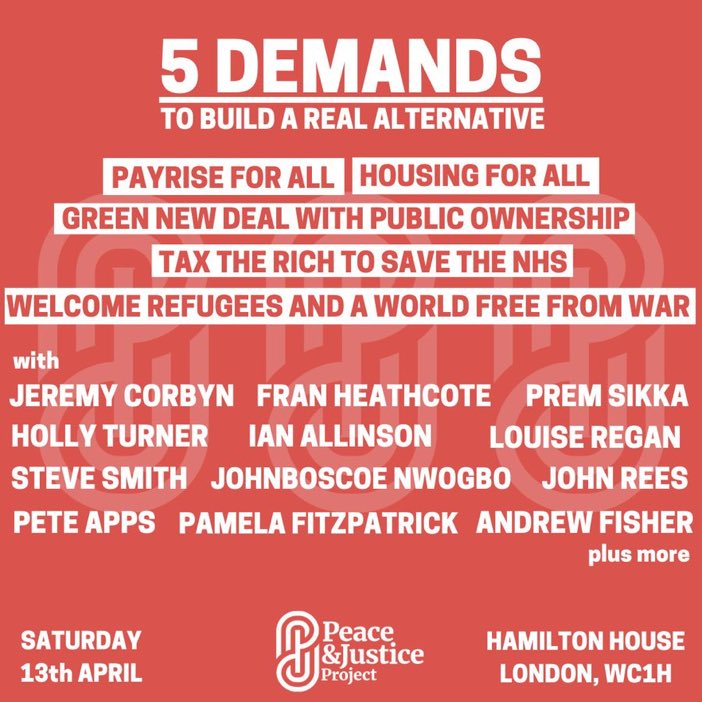 The political elite won't build an alternative to the misery faced by millions, so we'll have to do it ourselves.

Join us next month for the @corbyn_project's #5Demands conference to stand up for a better world.

Register: bit.ly/5DemandsConf