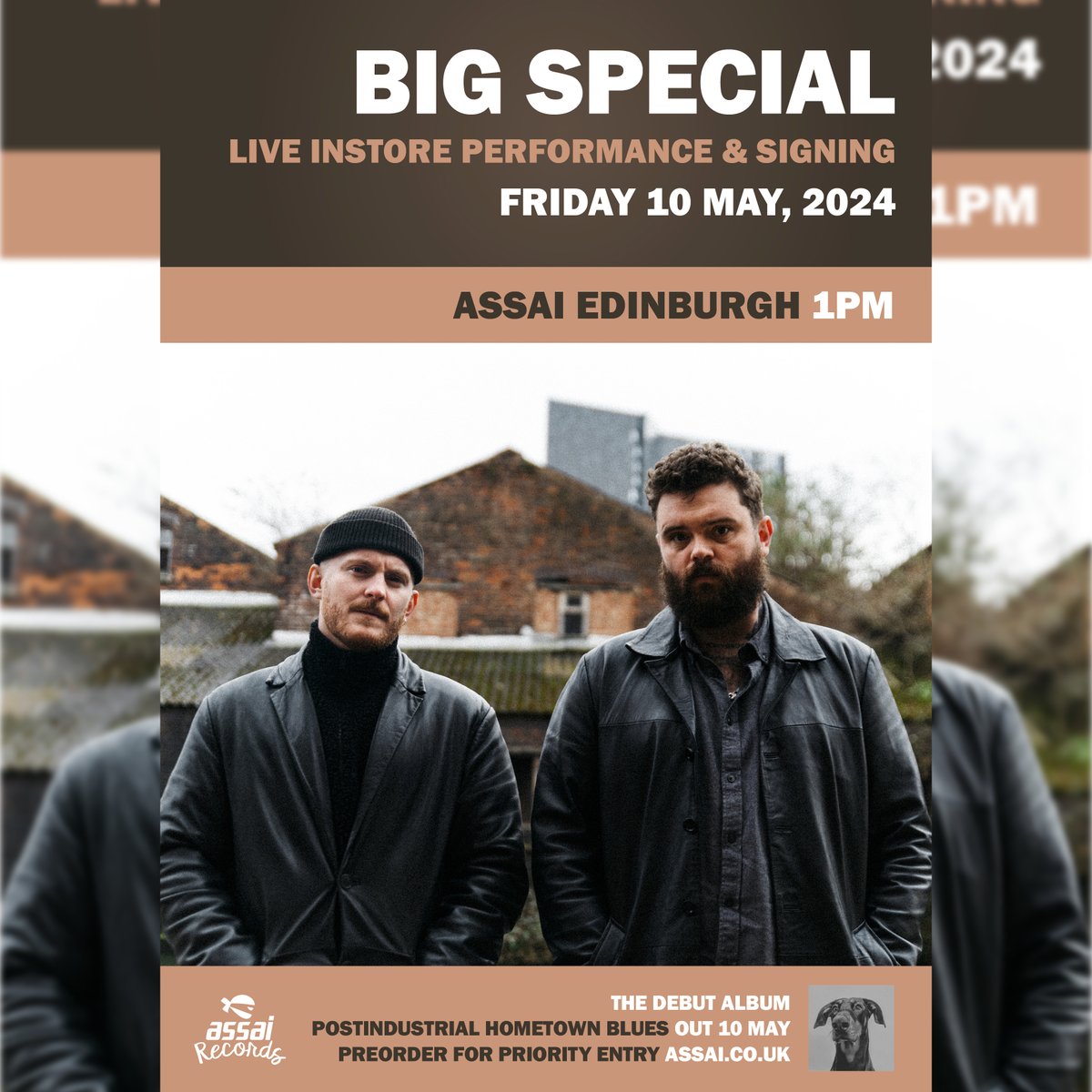 Live Instore Appearance - @BIGSPECIAL_ Big Special join us on release day of debut album 'Postindustrial Hometown Blues' for a live instore performance & signing! Pre-order the album to grab priority entry: tinyurl.com/BigSpecial @SoRecordings