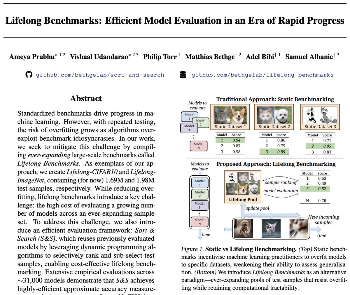🚀New Paper Alert!
Ever faced the challenge of ML models overfitting to benchmarks? Have computational difficulties evaluating models on large benchmarks? We introduce Lifelong Benchmarks, a dynamic approach for model evaluation with 1000x efficiency! 
arxiv.org/abs/2402.19472