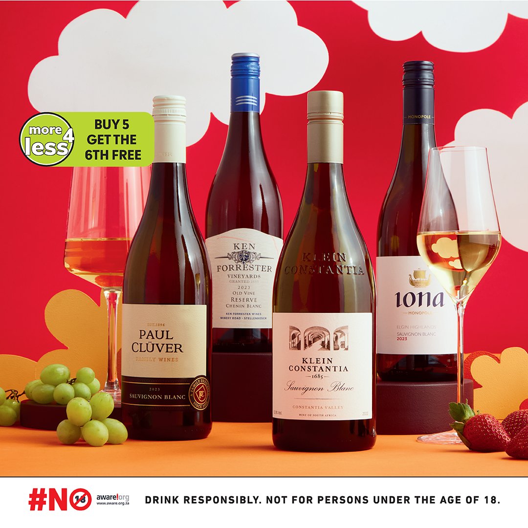 Makro_SA's tweet photo. The more you buy, the more you’ll get. We’ve extended our #More4Less deals to liquor, and when you buy 5 bottles, we’ll give you the 6th bottle FREE. Now, that’s a free gift mood we all love.n Shop these deals and more: https://t.co/iQkUUljPtQ https://t.co/StPbAsBhQl