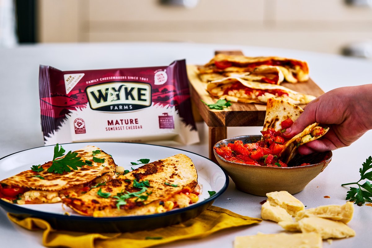 A few creative experiments in the kitchen led us to 'Pizza Quesadillas'. We used runny honey to sweeten the tomato sauce (trust us on that) & the tortilla wraps fold perfectly for easy dipping into guacamole or sour cream dip. Recipe: wykefarms.com/recipes/pizza-…