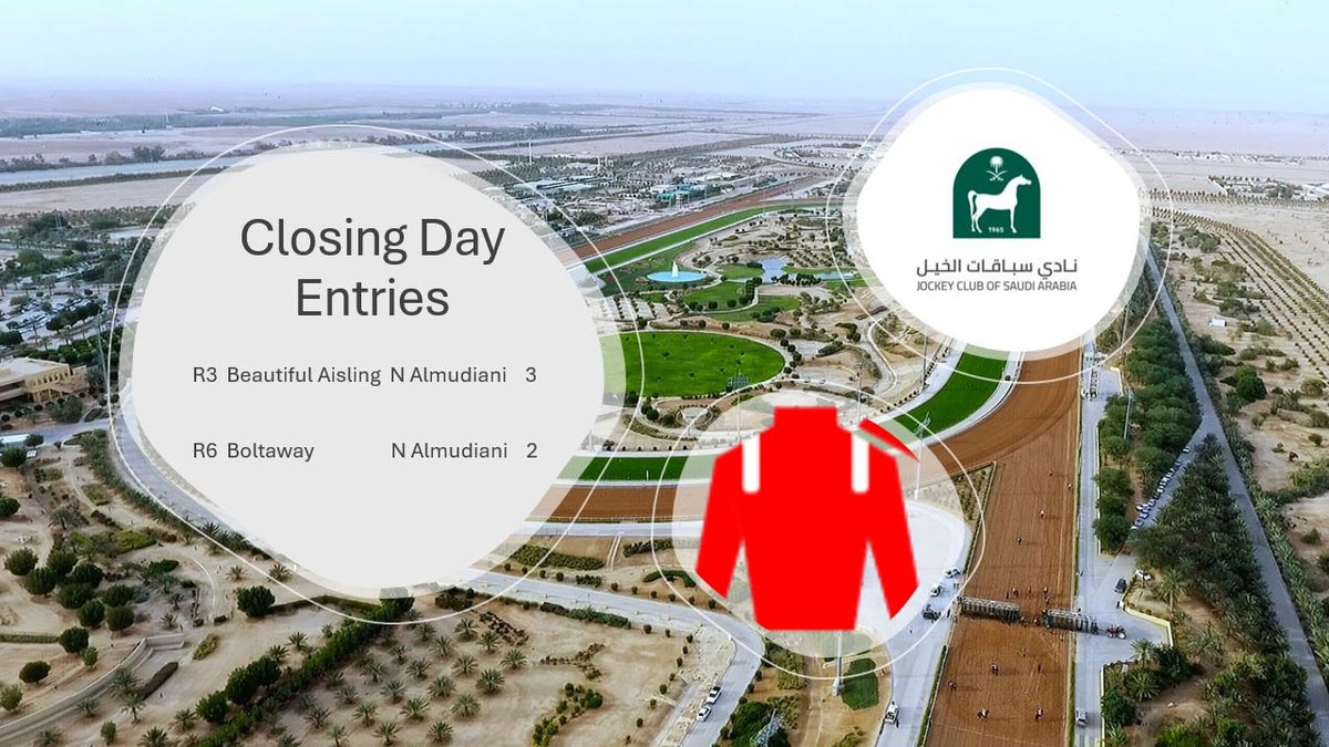 Today is closing day at King Abdulaziz Racecourse Post time for race 3 is 1:50 PM EDT Live stream is available at youtube.com/@JCSA_Racing Happy St Patrick's Day to all our Irish followers @nawaff_3d @JCSA_Racing