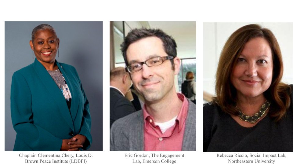 The BARI Conference's keynote will feature a conversation between Chaplain Clementina, CEO of the Louis D. Brown Peace Institute, and Rebecca Riccio, Director of The Social Impact Lab. Moderated by Eric Gordon, Director of The Engagement Lab at Emerson College. #BARICON24