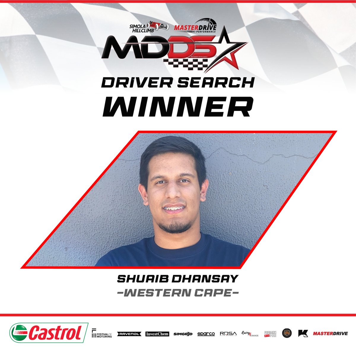 🏆🎉 We have a WINNER! 🎉🏆

🌟 Congratulations to Shuaib Dhansay for securing the top spot in the MasterDrive Simola Hillclimb Driver Search Competition! 🚗💨 Your talent and dedication have truly shone through, and we couldn't be prouder to have you as our champion!