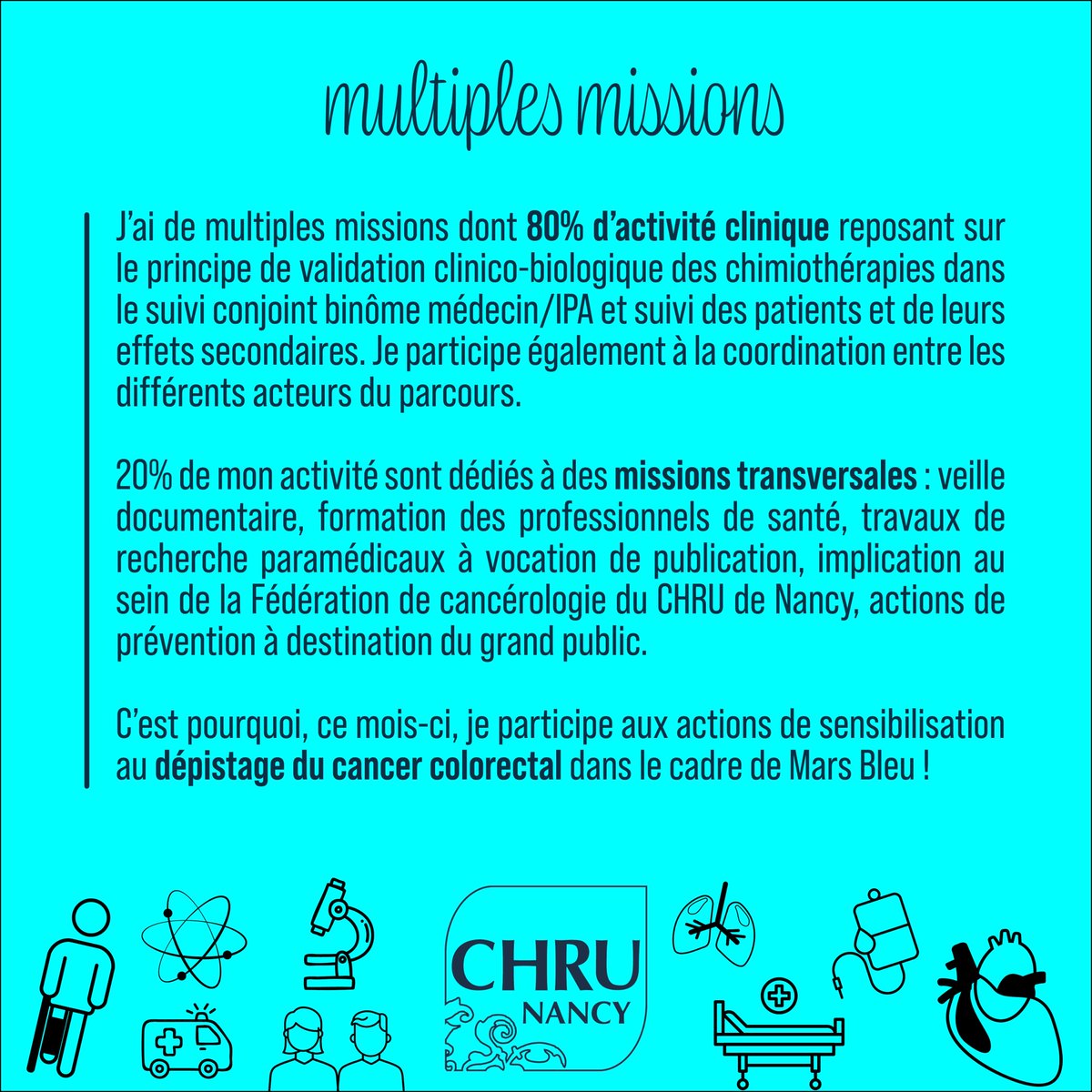 👩‍⚕️ Carole Cerqueira est infirmière en pratique avancée depuis 2022 dans le service d'hépato-gastro entérologie Dans le cadre des actions de prévention et de sensibilisation prévues pour Mars Bleu, elle nous parle de son parcours et de ses missions au quotidien ⤵