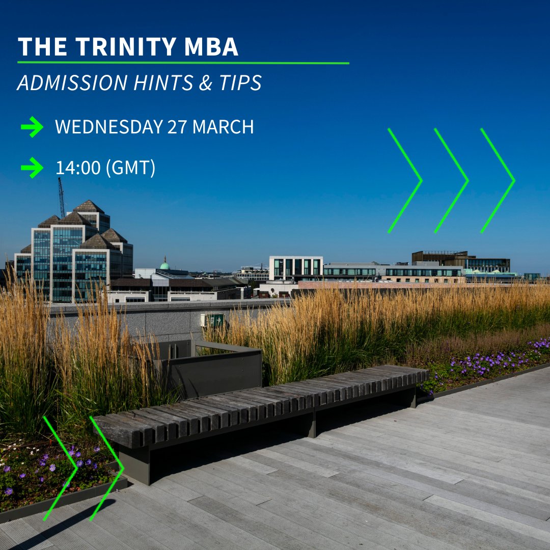 Looking to elevate your career with a Trinity #MBA? 💼 Join us online on Wednesday 27 March at 14:00 PM (GMT) where you will learn in depth information on the Trinity #MBA programme. 📚 Register Here 👉 bit.ly/3VhfVgB #TransformingBusiness @tcddublin @tcdglobal