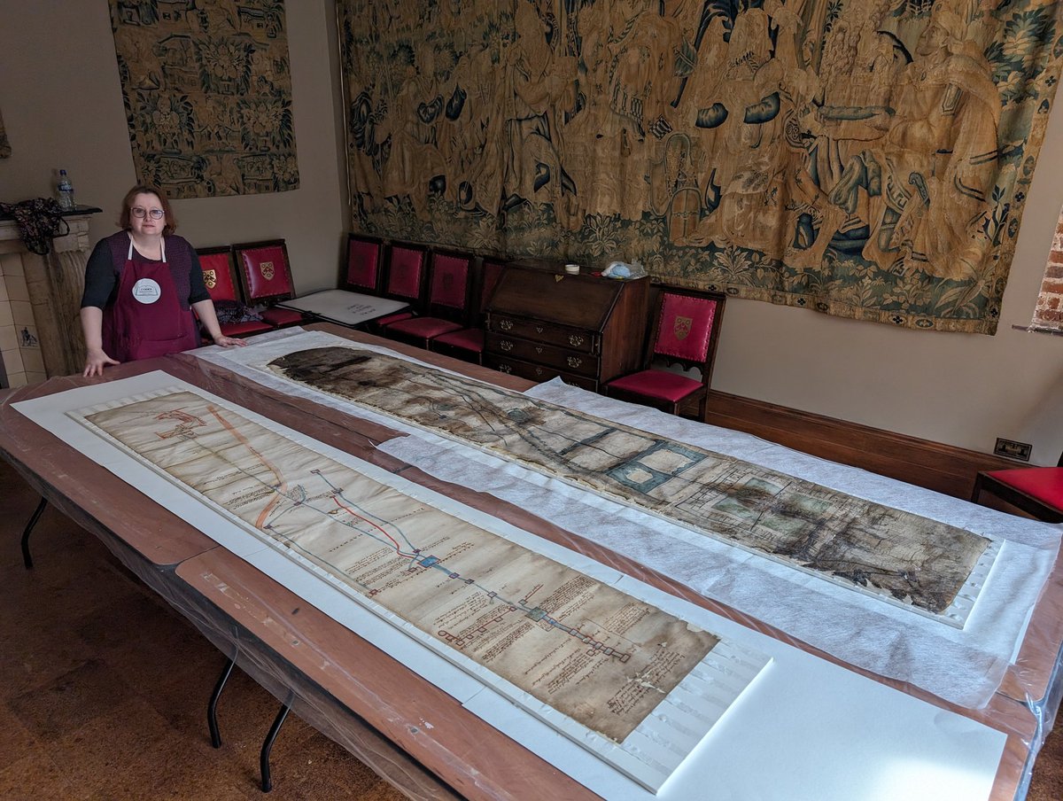 Changing over the water maps <a href="/CharterhouseEC1/">The Charterhouse</a> museum. We are preparing for the return of the earliest parchment map c.1470 over 3.5m long