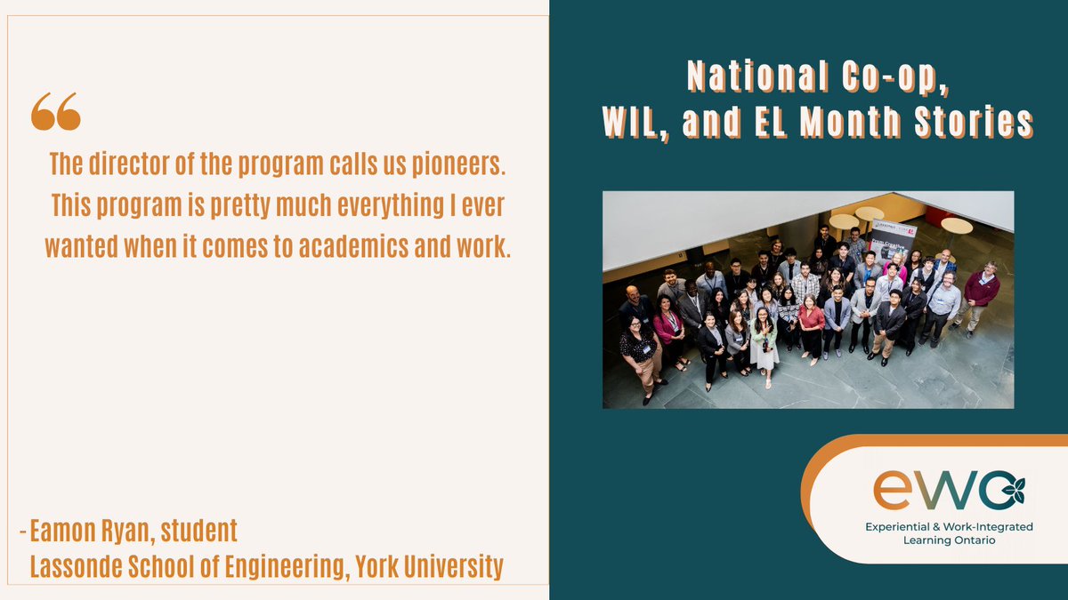 Experiential & Work-Integrated Learning Ontario (@ewocoop) on Twitter photo Learn more about the impact of a new work-integrated learning model from students, faculty and staff at <a href="/LassondeSchool/">Lassonde School</a>. bit.ly/3P5cSEu
<a href="/YorkUniversity/">York University</a>
#wil #el #inspiredwil Learn more about the impact of a new work-integrated learning model from students, faculty and staff at <a href="/LassondeSchool/">Lassonde School</a>. bit.ly/3P5cSEu
<a href="/YorkUniversity/">York University</a>
#wil #el #inspiredwil