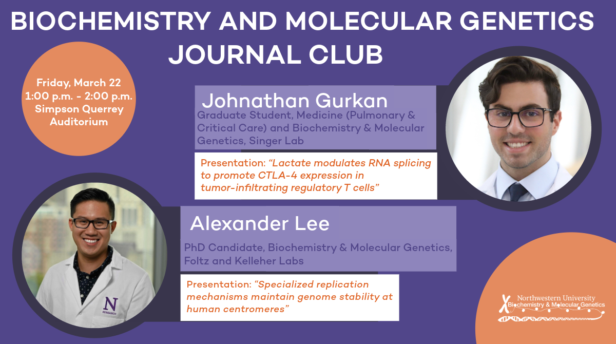 Join us today for the BMG Journal Club Presenters Johnathan Gurkan and Alexander Lee! @bsinger007 @Foltz_Lab @NLKProteomics @leeal0011 Pizza and beverages will be provided. @NUFeinbergMed @NorthwesternMed #research #medicalresearch #epigenetics