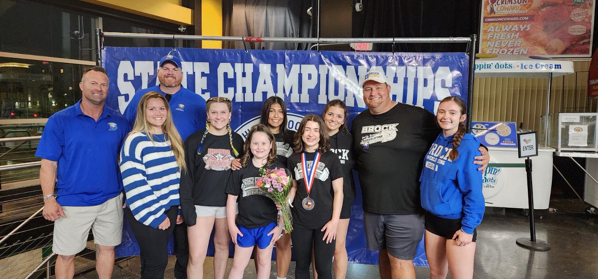 Congratulations to these Brock Lady Eagles for competing at the THSWPA State Championship Meet in Frisco yesterday! It has been the best Powerlifting season in Brock High School History! We are so proud of all these girls and thankful for all they have done to build the program