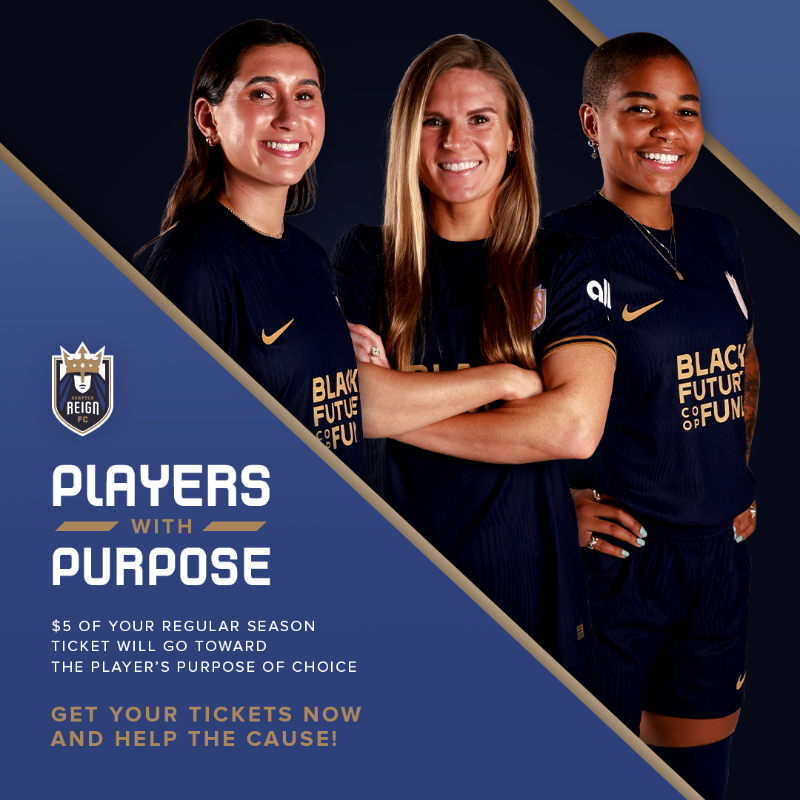 reignfc's tweet photo. Introducing Players with Purpose 🤩

We are proud to announce a new ticketing program where players are able to partner with a non-profit organization for the season and $5 from each ticket will go towards the player's purpose of choice.