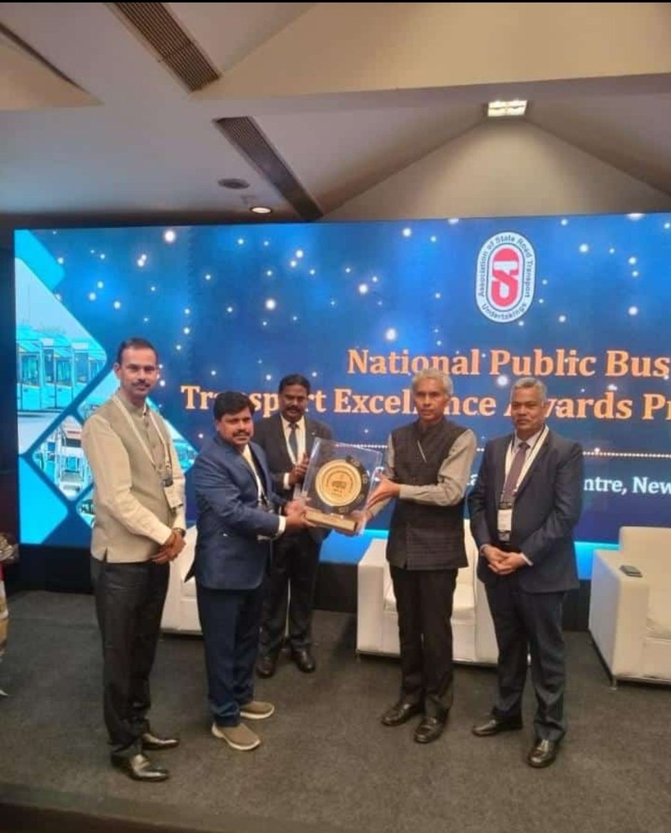 ASRTU honored and presented "National Public Bus Transport Excellence Award-2022-23" to  KKRTC  in the category of  New initiatives, Best Road Safety Practices.