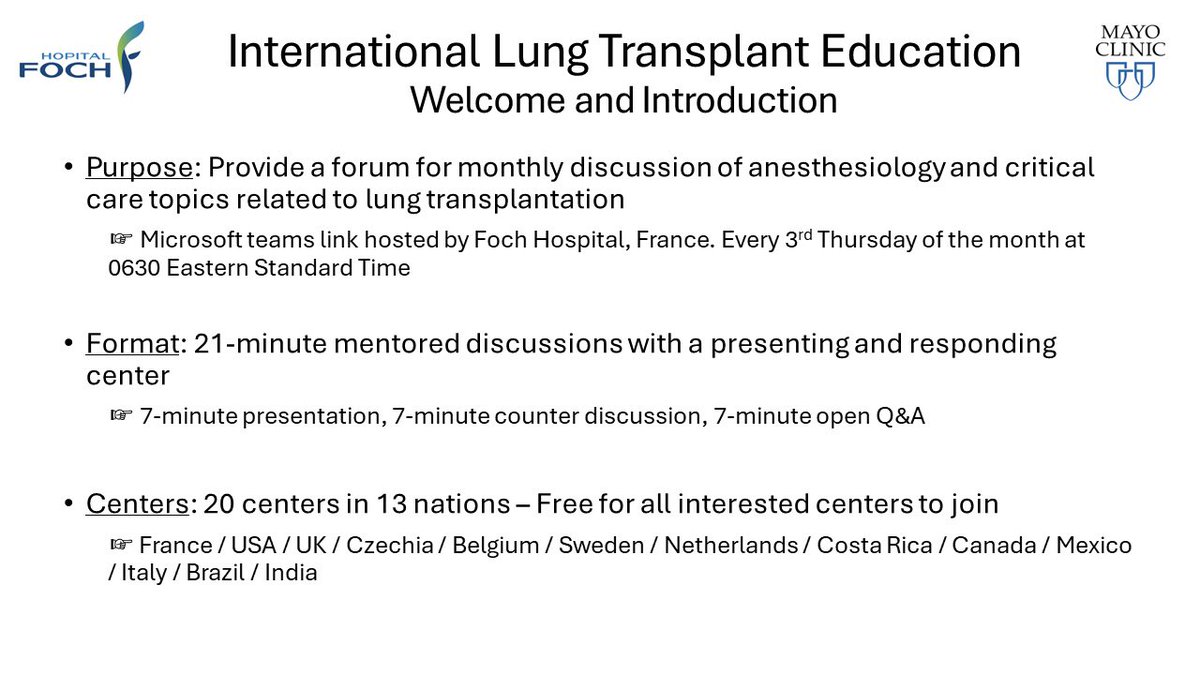 Archer Martin (@archerkmartin) on Twitter photo Anticoagulation Strategies for ECMO during 🫁Transplantation
⁃Thursday, March 21st @ 0630 EST
⁃Presented by the team <a href="/HMLannelongue/">Hôpital Marie-Lannelongue, GHPSJ</a> Paris
⁃Response by <a href="/JVajter/">Jaromir Vajter</a> of <a href="/CharlesUniPRG/">Charles University</a> Prague
⁃Join colleagues from 20 centers and 13 nations in the discussion live or later <a href="/ISHLT/">The ISHLT</a> Anticoagulation Strategies for ECMO during 🫁Transplantation
⁃Thursday, March 21st @ 0630 EST
⁃Presented by the team <a href="/HMLannelongue/">Hôpital Marie-Lannelongue, GHPSJ</a> Paris
⁃Response by <a href="/JVajter/">Jaromir Vajter</a> of <a href="/CharlesUniPRG/">Charles University</a> Prague
⁃Join colleagues from 20 centers and 13 nations in the discussion live or later <a href="/ISHLT/">The ISHLT</a>