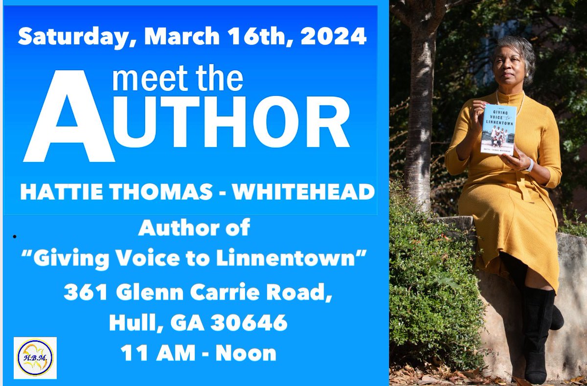 Join HBM tomorrow, Saturday, March 16, 2024, for a live book review of “Giving Voice to Linnentown,” along with author Hattie Thomas-Whitehead, from 11:00 am - noon. You don’t want to miss this event! #HBM #Linnentown #MeetTheAuthor #HattieThomasWhitehead #GivingVoiceToLinnentown