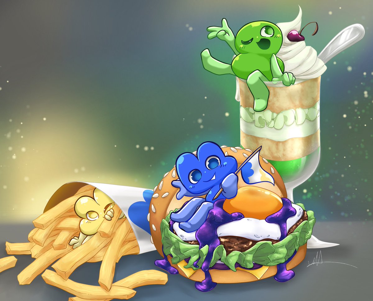 “Order up” bfb + tpot
Does this need a spoiler? I always wondered wat four and x were serving everyone (don’t know if it was stated lol XD) but here a reference to that XD enjoy and stay pretty my kitties ;3
#bfdi #bfb #tpot #fanart