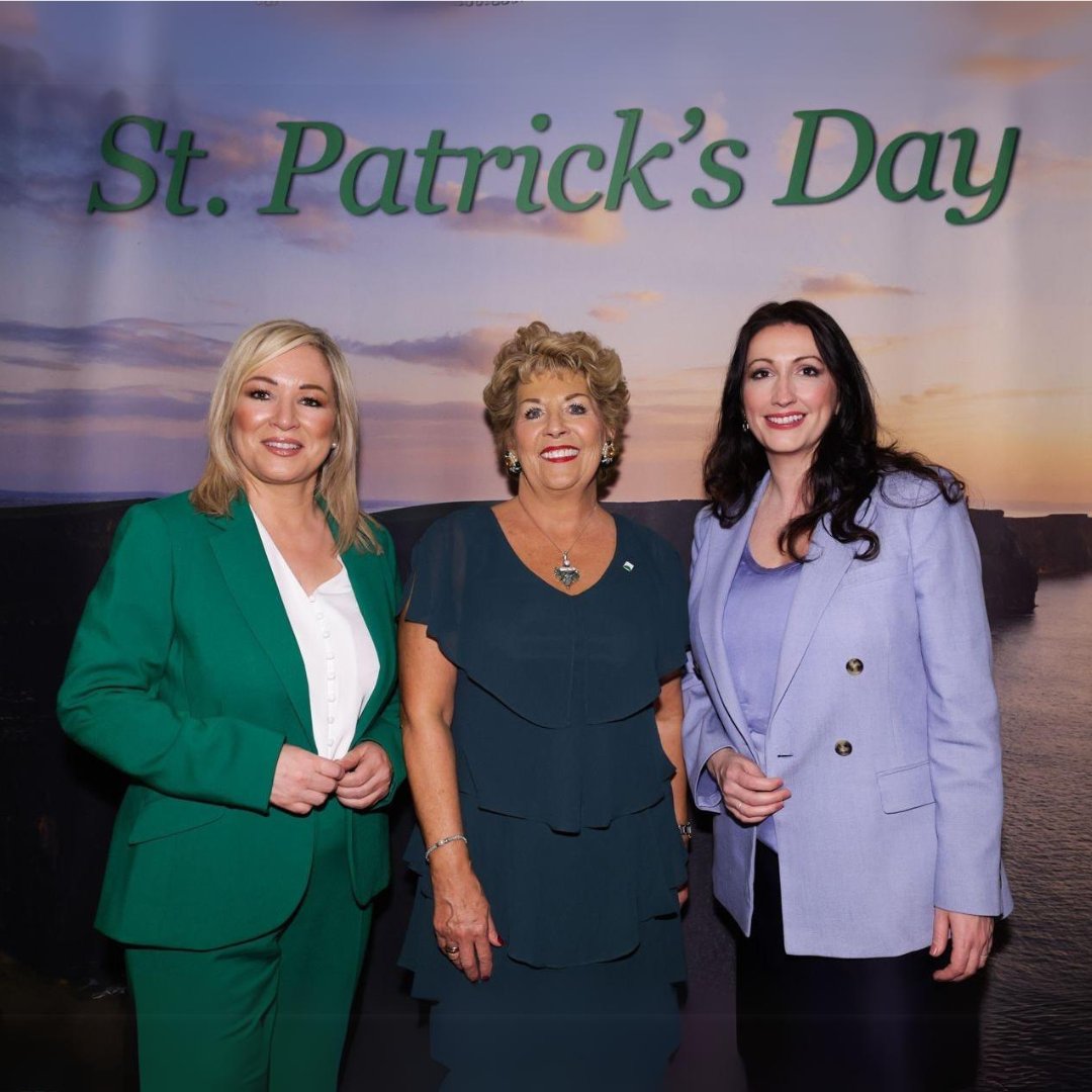 niexecutive's tweet photo. The First Minister &amp; deputy First Minister attended St Patrick's Day receptions at both the Irish and British embassies meeting Irish Ambassador Geraldine Byrne Nason and British Ambassador Dame Karen Pierce. https://t.co/AMwPfQL6RW