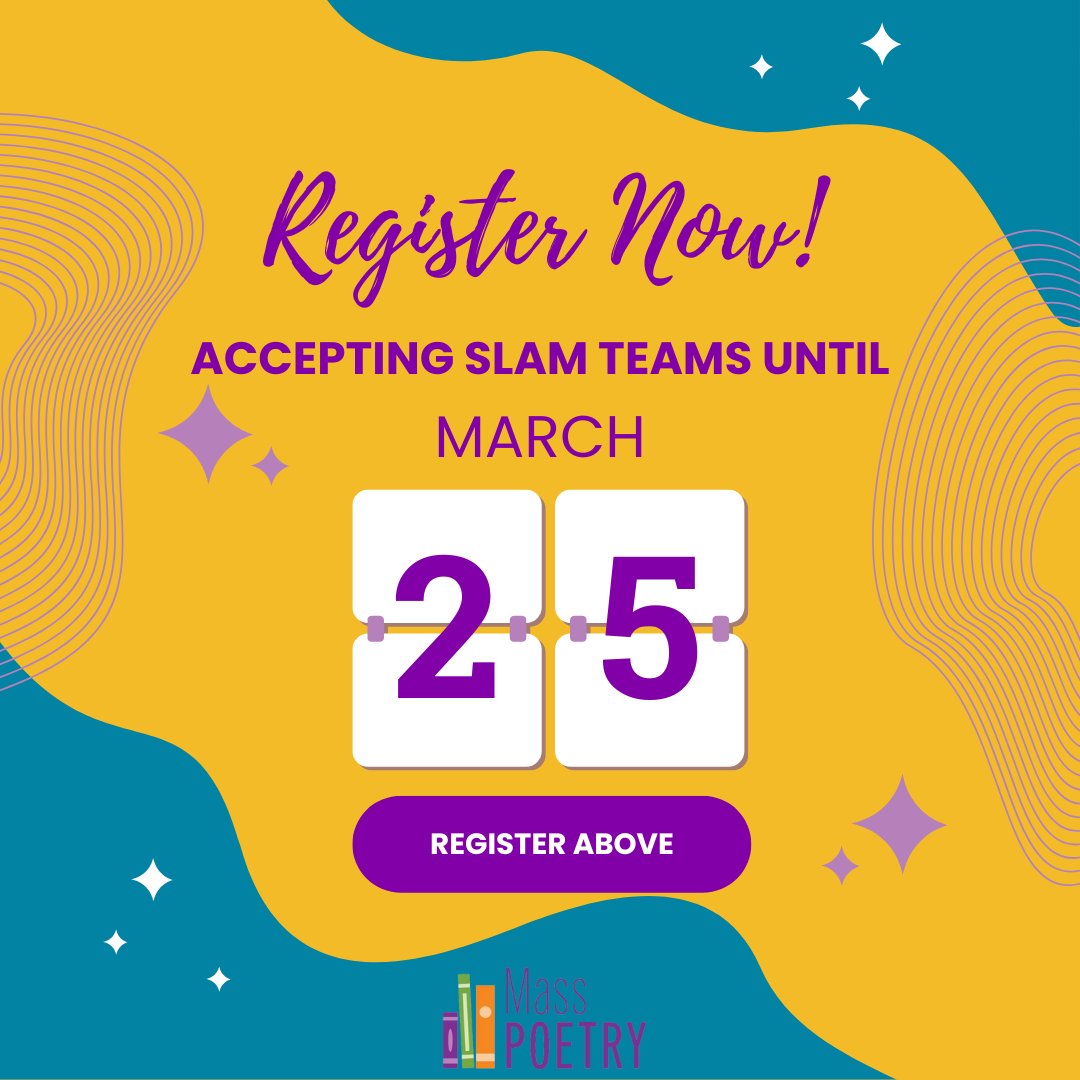If you know a group of teens who are passionate about poetry, register a team to compete in our Teen Spoken Word Festival's Team Slam! Full details at: masspoetry.org/teen-spoken-wo……. 
Register your slam team here: docs.google.com/forms/d/e/1FAI…….