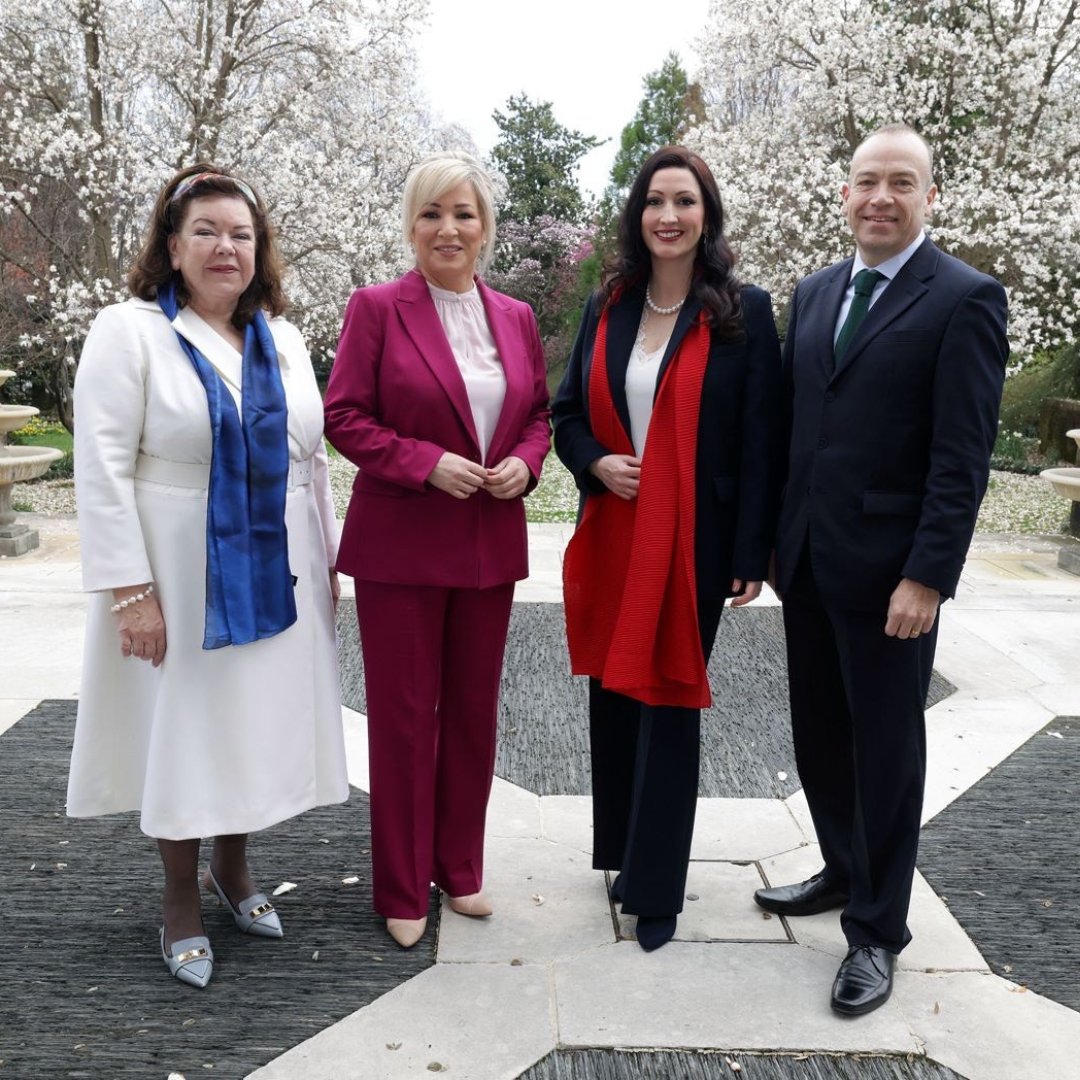 niexecutive's tweet photo. The First Minister &amp; deputy First Minister attended St Patrick's Day receptions at both the Irish and British embassies meeting Irish Ambassador Geraldine Byrne Nason and British Ambassador Dame Karen Pierce. https://t.co/AMwPfQL6RW