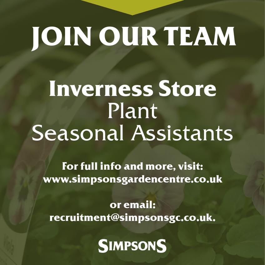 OUTDOOR PLANT ASSISTANTS We’re looking for enthusiastic, passionate & motivated individuals to join our outdoor plant team. If you love plants & gardening, apply today. Visit our website at: simpsonsgardencentre.co.uk/vacancies/ or email recruitment@simpsonsgc.co.uk #recruiting #inverness