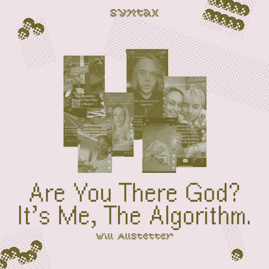 syntaxmag's tweet photo. "The rewards promised by the Algorithm are no longer just rewards, but standards: harness the Algorithm correctly and it might compute the correct output."

Will Allstetter explores algorithmic mysticism in Are You There God? It's Me, The Algorithm. https://t.co/3FK5KixEmx