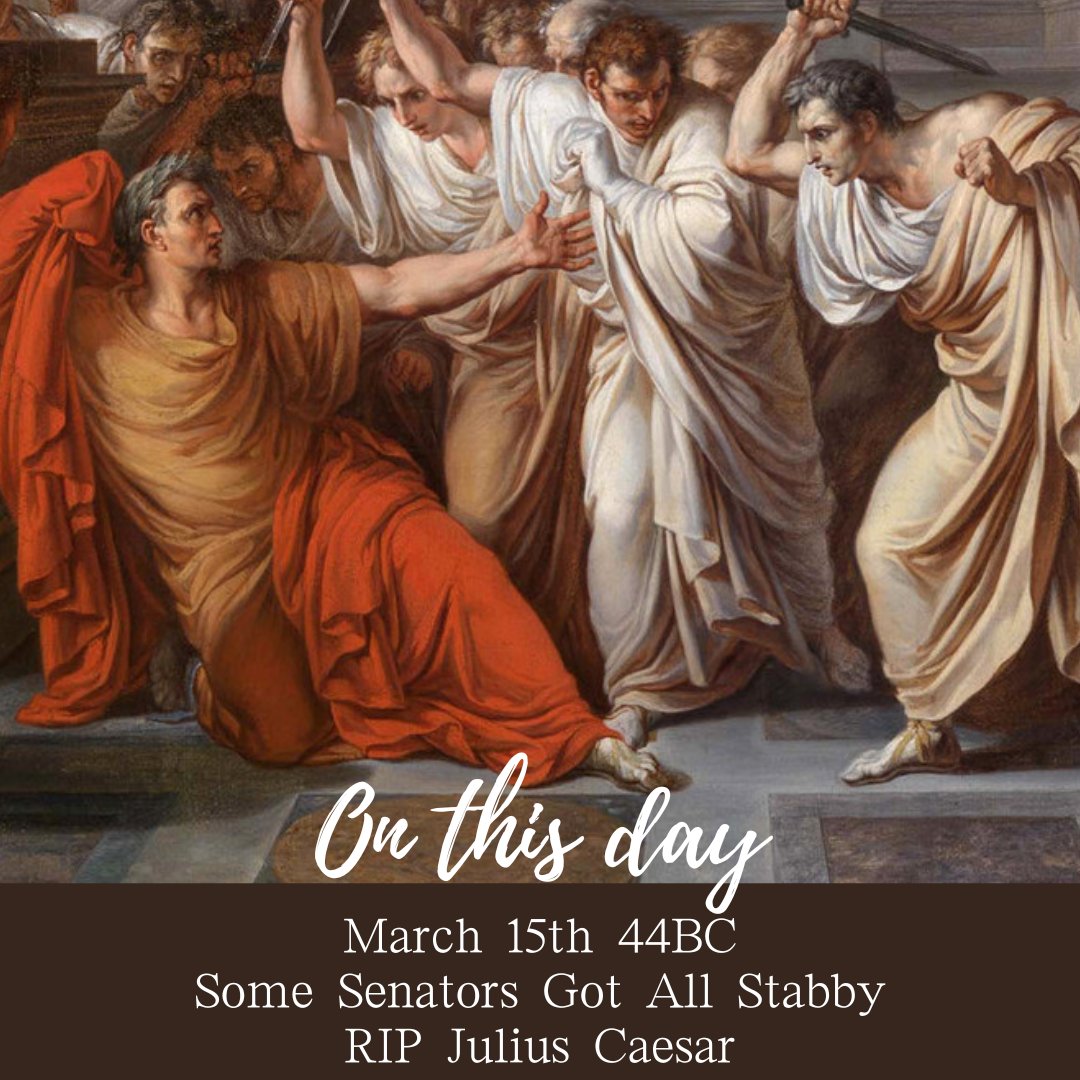 On this day in 44BC some senators got all stabby. Find out all the gossip and what really happened in our episode: Julius Caesar and the Terrible, Horrible, No Good, Very Bad Day. Listen here: bit.ly/2KL8NmT