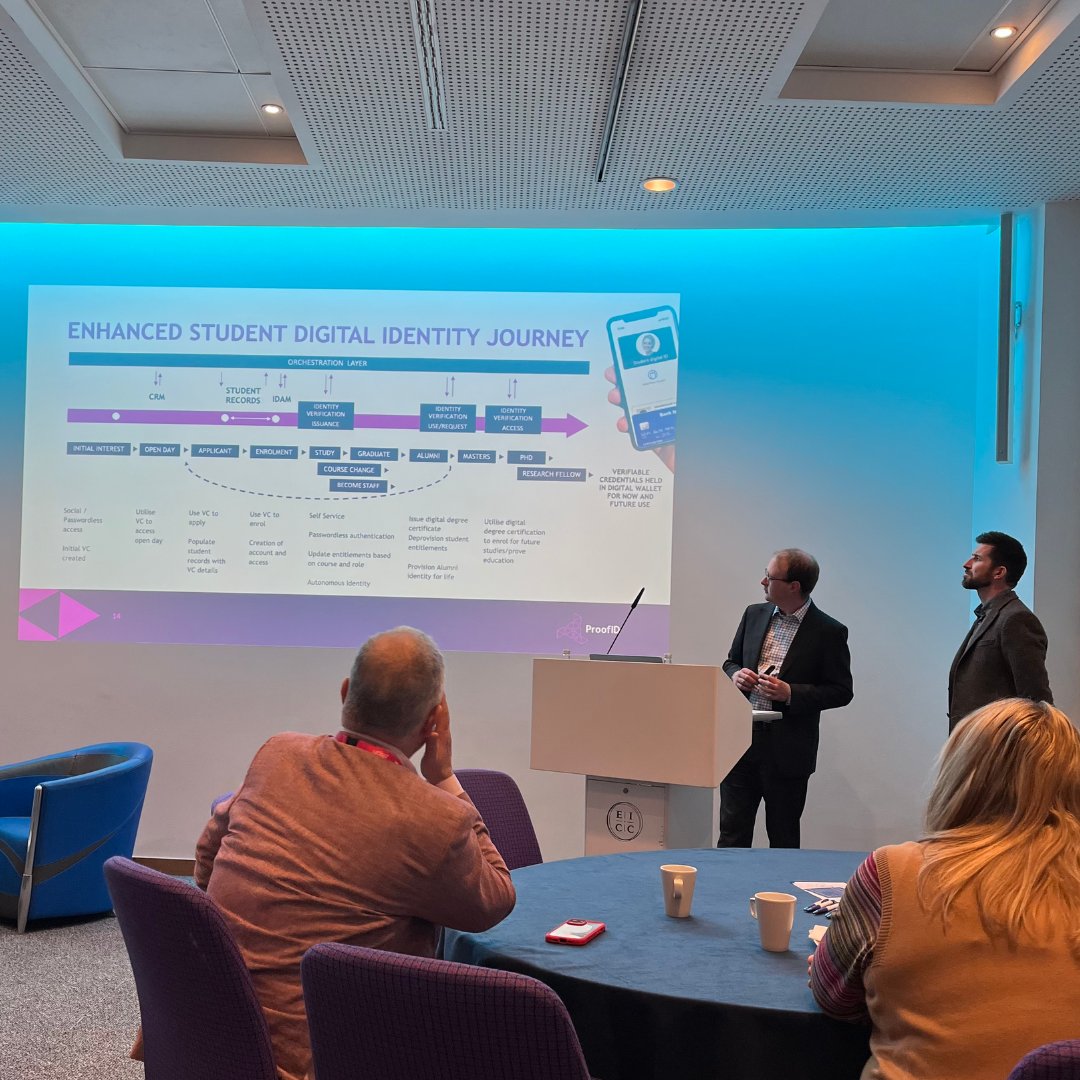 proof_id's tweet image. The #UCISA Leadership Conference was a success. Key highlight was our Breakfast Briefing with @SailPoint. Identity pros Paul Heaney &amp;amp; Stewart Cowie shared insights on digital &amp;amp; security strategies for higher ed. Enhance your uni&apos;s digital-first strategy 👉 eu1.hubs.ly/H087b0q0
