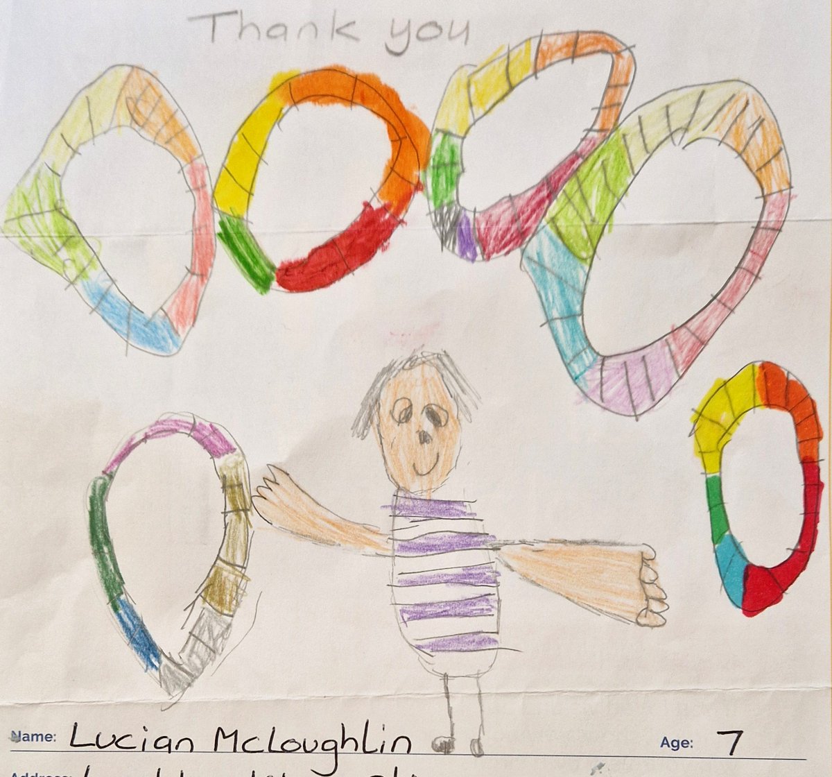 We are excited to share our Winter Tour competition WINNER!!! Congratulations to seven year old Lucian who won with this fantastic drawing! Our team loved the use of colour, and how much he was inspired by Nula Hulas sensory hula hoop act from our show.