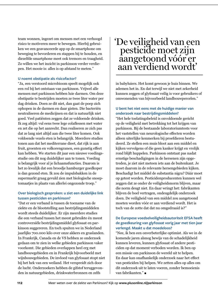 Mooi geslaagd interview met <a href="/PlusMagazine/">Plus Magazine</a> over de groei van #Parkinson &amp; de oorzaken daarvan, en over onze missie om Parkinson de wereld uit te helpen.