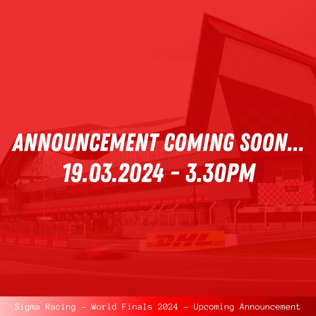 Sigma Racing (@racing_sigma) on Twitter photo VERY exciting announcement coming on Tuesday!! Any Guesses?? 👀
<a href="/CAUC_SHS/">CAUC</a> <a href="/SandhighDT/">Sandbach High D&T</a> <a href="/F1inSchoolsHQ/">STEMRacingHQ</a> <a href="/f1inschoolsUK/">F1 in Schools UK</a> <a href="/SilverstoneUK/">Silverstone</a> VERY exciting announcement coming on Tuesday!! Any Guesses?? 👀
<a href="/CAUC_SHS/">CAUC</a> <a href="/SandhighDT/">Sandbach High D&T</a> <a href="/F1inSchoolsHQ/">STEMRacingHQ</a> <a href="/f1inschoolsUK/">F1 in Schools UK</a> <a href="/SilverstoneUK/">Silverstone</a>