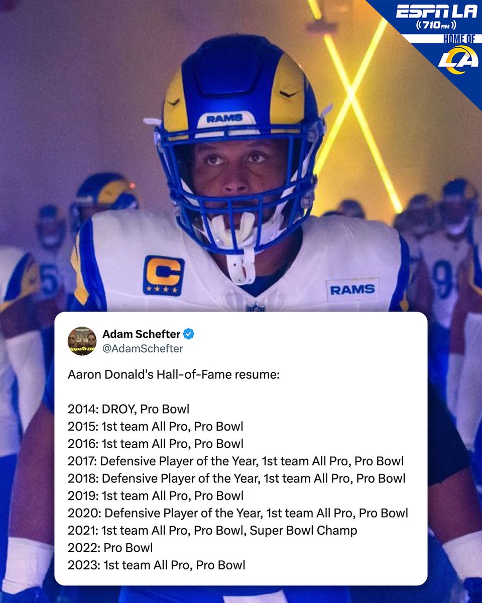 ESPNLosAngeles's tweet photo. See you in the HOF, @AaronDonald97 🐐 https://t.co/u43NAAFoqD