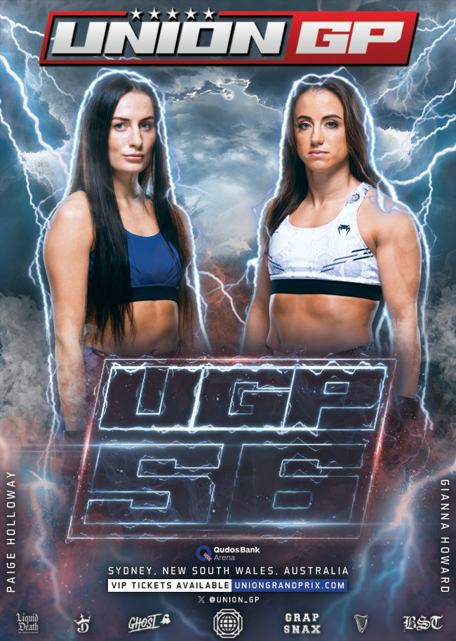 Union_GP's tweet image. 𝐔𝐆𝐏 𝟓𝟔: 𝐇𝐎𝐋𝐋𝐎𝐖𝐀𝐘 𝐯𝐬 𝐇𝐎𝐖𝐀𝐑𝐃

📅 April 7
🏟️ Qudos Bank Arena
📍 Sydney, Australia
📺 @BattlegroundNet 

🔗: uniongrandprix.com/mma_event/ugp-…