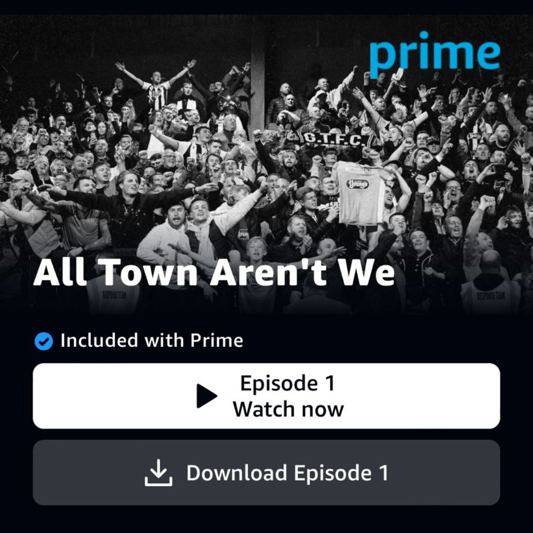 Do you have an Amazon Prime account? Then what are you waiting for? Head over to Prime Video now and watch #ATAW. #UTM #GTFC #Grimsby