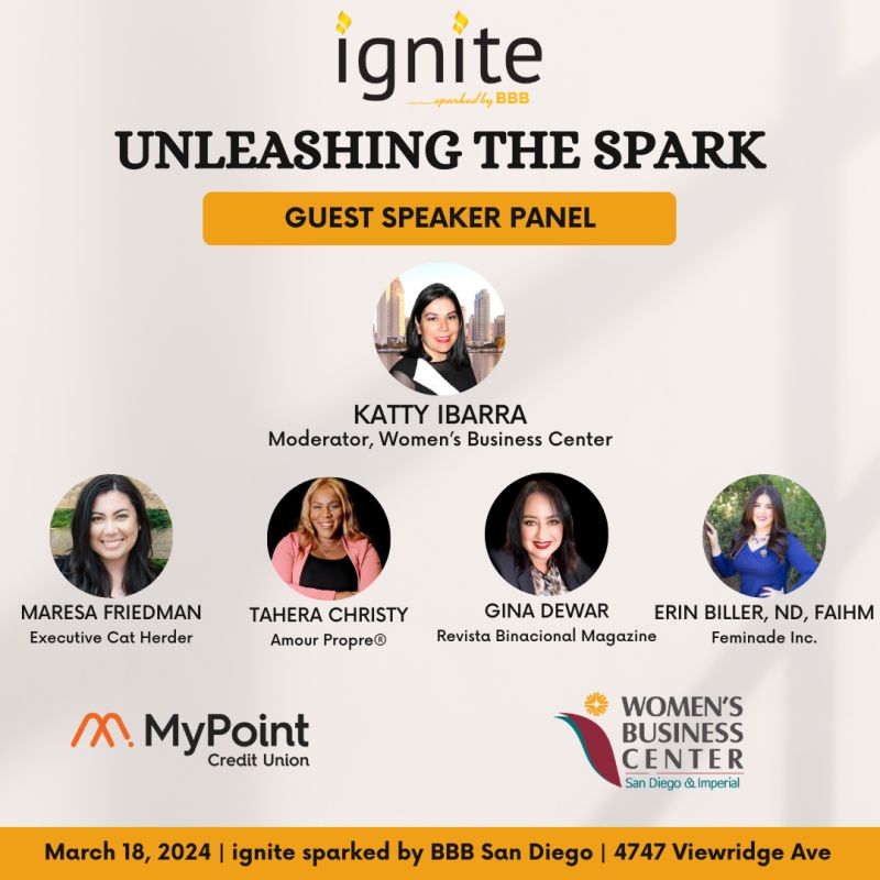 So excited to response to the #BBB Pacific Southwest's Unleashing the Speark Women's Entrepreneur Event

Waitlist available here: lnkd.in/gx94nQGn