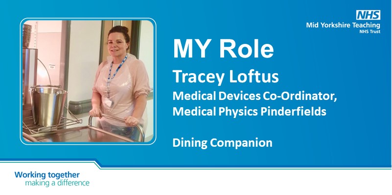 Welcome to MY Role ! 🔦  
As well has her role within Medical Physics, Tracey is also a volunteer Dining Companion where she supports our wards with patient mealtimes.

👉bit.ly/3o2CDuC

#NHWeek2024 <a href="/MYQualityImpro1/">MYQ&STeam</a>